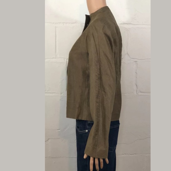 Lafayette 148 Linen Blend Jacket 4 Brown Zip Up - Picture 4 of 6